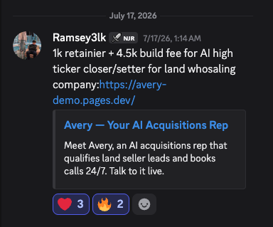 Ramzi: $4,500 build plus $1,000/month retainer