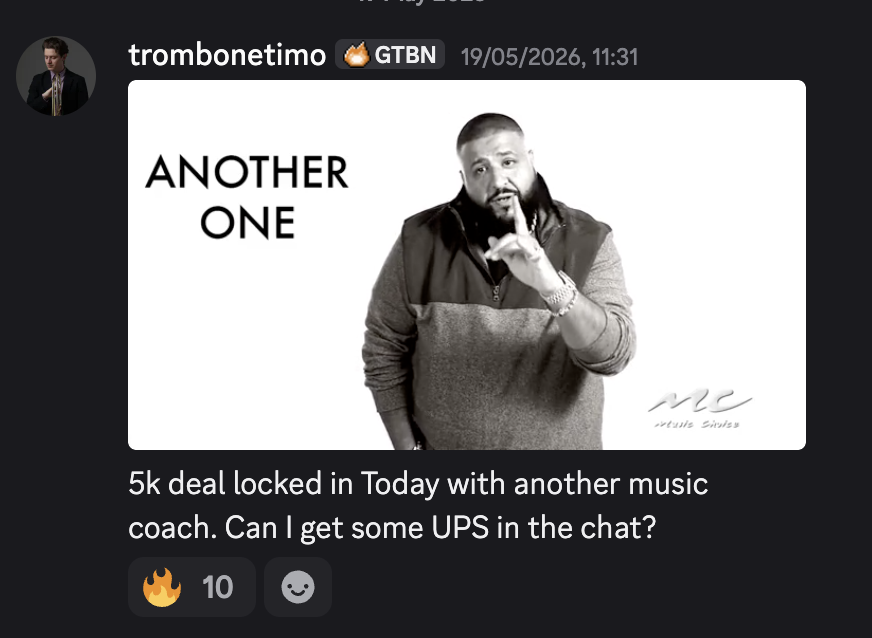 Timo: $5k deal with a music coach